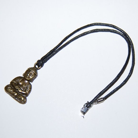 Buddha Necklace,Bronze Buddha Pendant Necklace,Pray,Peace,Happy Buddha - Picture 2 of 3